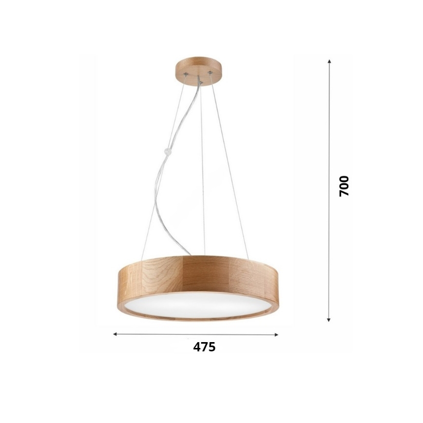 Brilagi - Suspension filaire LED CARVALHO 2xE27/60W/230V chêne d. 47,5 cm