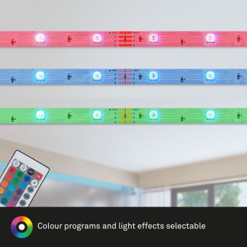 Brilo - LED RGB Ruban à intensité variable 11,5m LED/24W/230V + télécommande