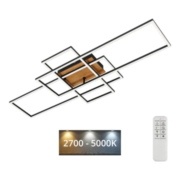Brilo - Plafonnier à intensité variable FRAME LED/51W/230V 2700-5000K noir/marron + télécommande
