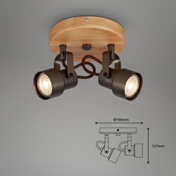 Briloner 2872-025R - Spot SPOTLIGHT 2xGU10/5W/230V marron