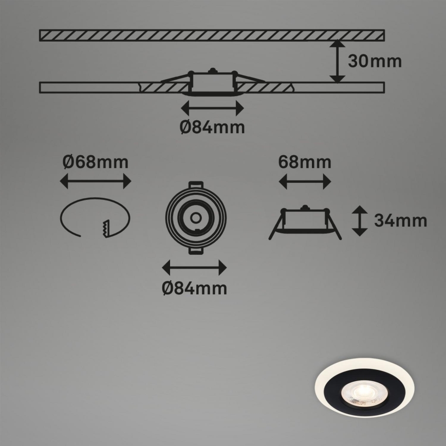 Briloner 7039-035 - LOT 3x Spot encastrable de salle de bain LED/5W/230V IP44