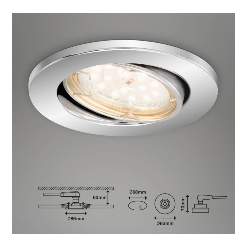 Briloner 7219-038 - LOT 3x Luminaire de salle de bain encastrable à intensité variable 1xGU10/5W/230V IP23