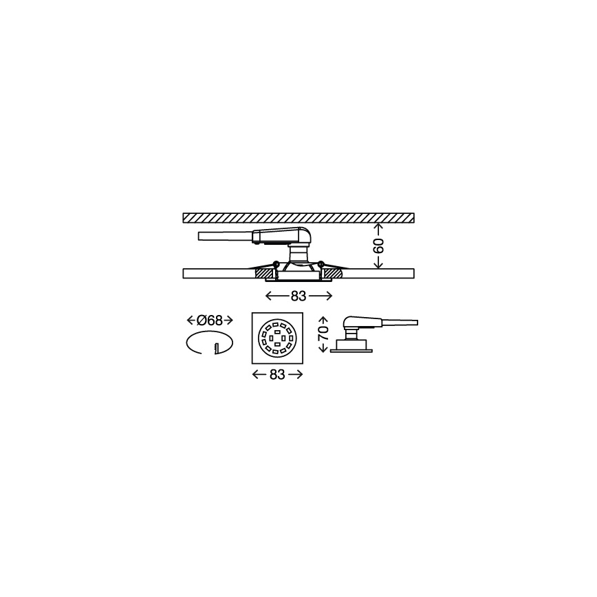 Briloner 7230-032 - LOT 3x Spot encastrable LED salle de bain SQUARE 1xGU10/3W/230V