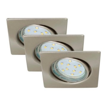 Briloner 7230-032 - LOT 3x Spot encastrable LED salle de bain SQUARE 1xGU10/3W/230V