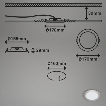 Briloner 7286-012 - Spot encastrable de salle de bain LED/12W/230V IP44