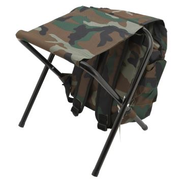 Chaise de camping pliable avec sac à dos camouflage