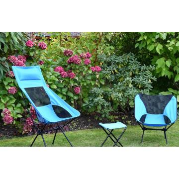Chaise de camping pliable bleu 63 cm