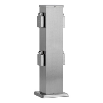 Colonne de prise d'extérieur 4Z 230V chromé mat IP44