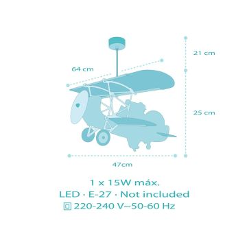 Dalber 54542 - Suspension enfant LITTLE CROCODILE 1xE27/15W/230V