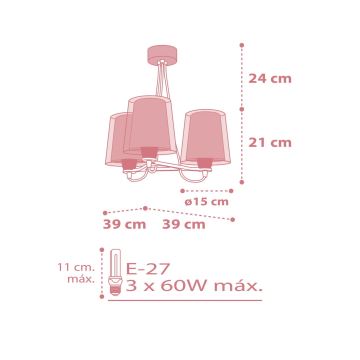 Dalber 81197S - Suspension pour enfant LIGHT FEELING 3xE27/60W/230V