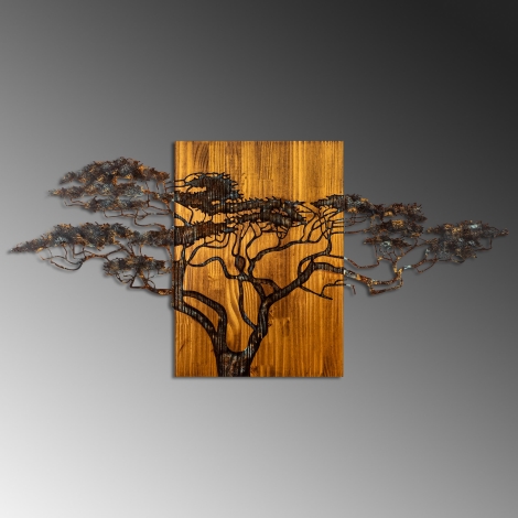 Décoration murale en bois et métal walnut (arbre)