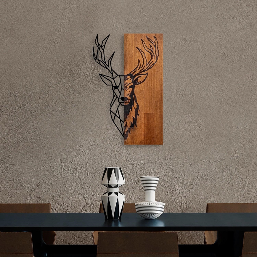 Décoration murale 36x58 cm cerf bois/métal