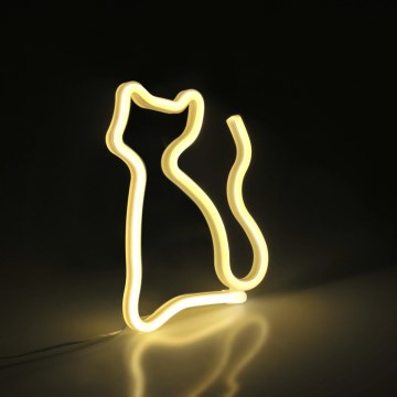 Décoration murale néon CAT LED/3W/3xAA USB jaune