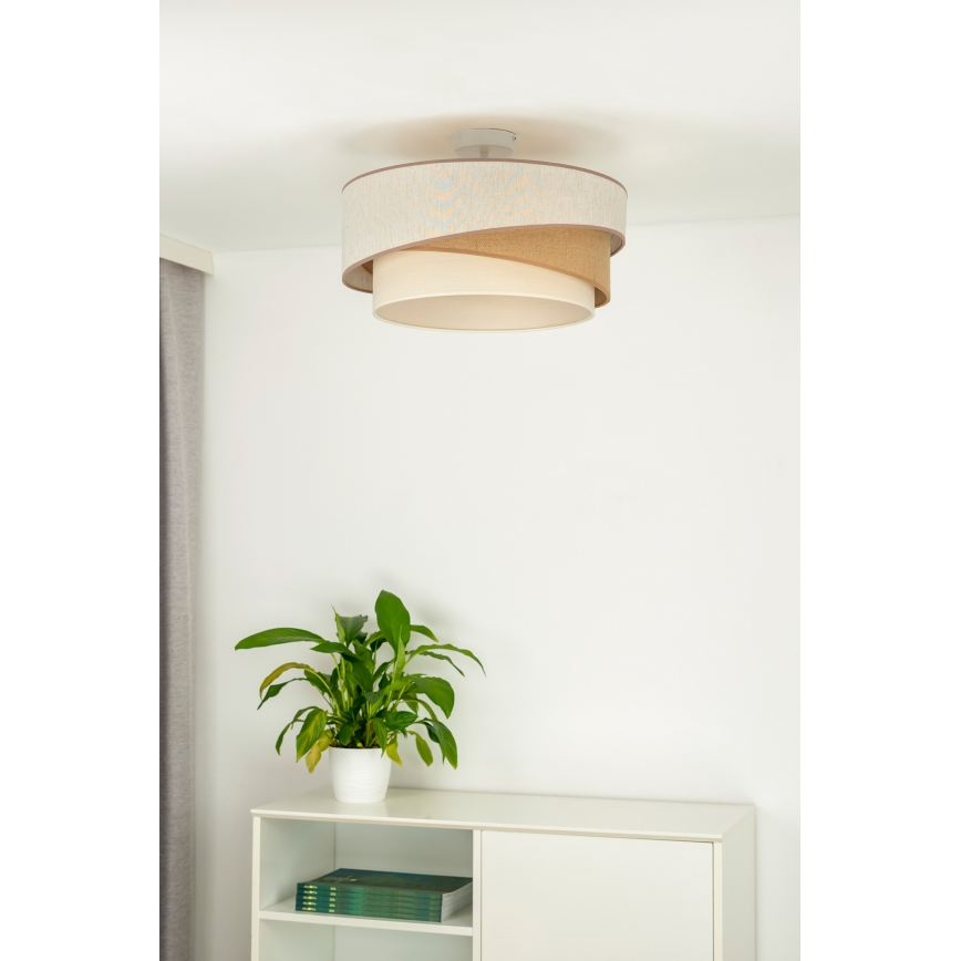 Duolla - Plafonnier KOBO 1xE27/15W/230V d. 45 cm beige/marron/blanc