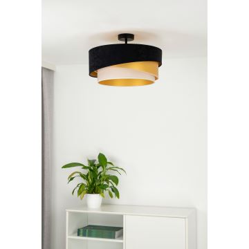 Duolla - Plafonnier KOBO 1xE27/15W/230V d. 45 cm noir/doré/crème