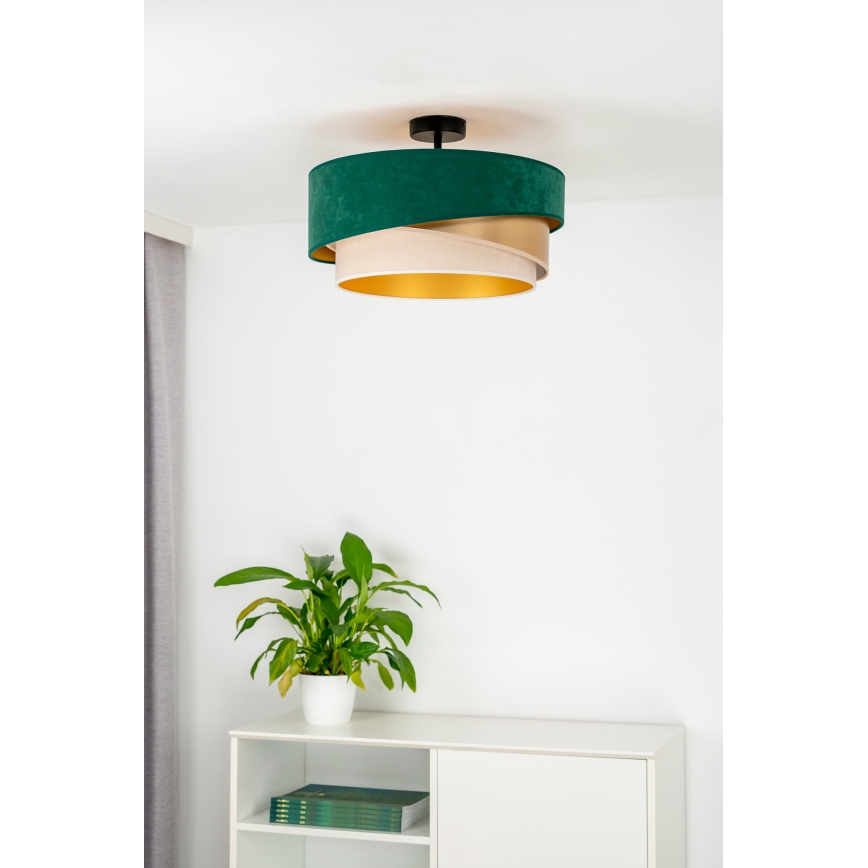 Duolla - Plafonnier KOBO 1xE27/15W/230V d. 45 cm vert/doré/crème