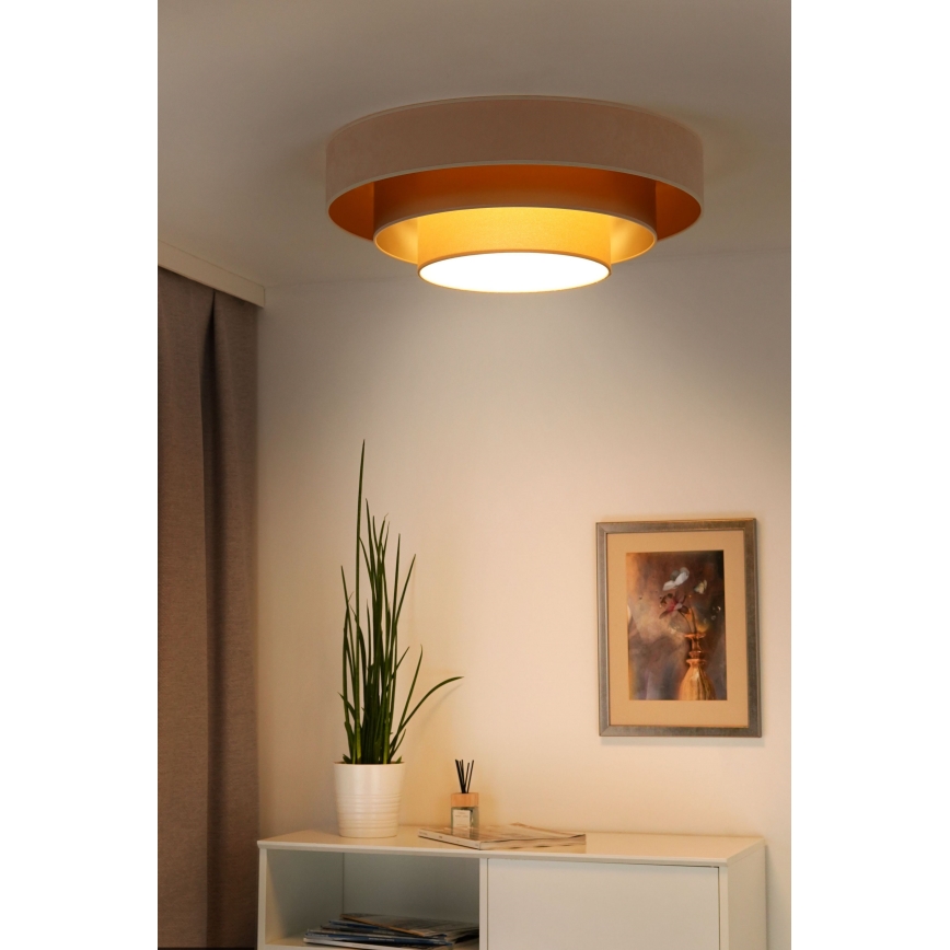 Duolla - Plafonnier LUNETA LED/26W/230V d. 60 cm 4000K crème/doré/beige