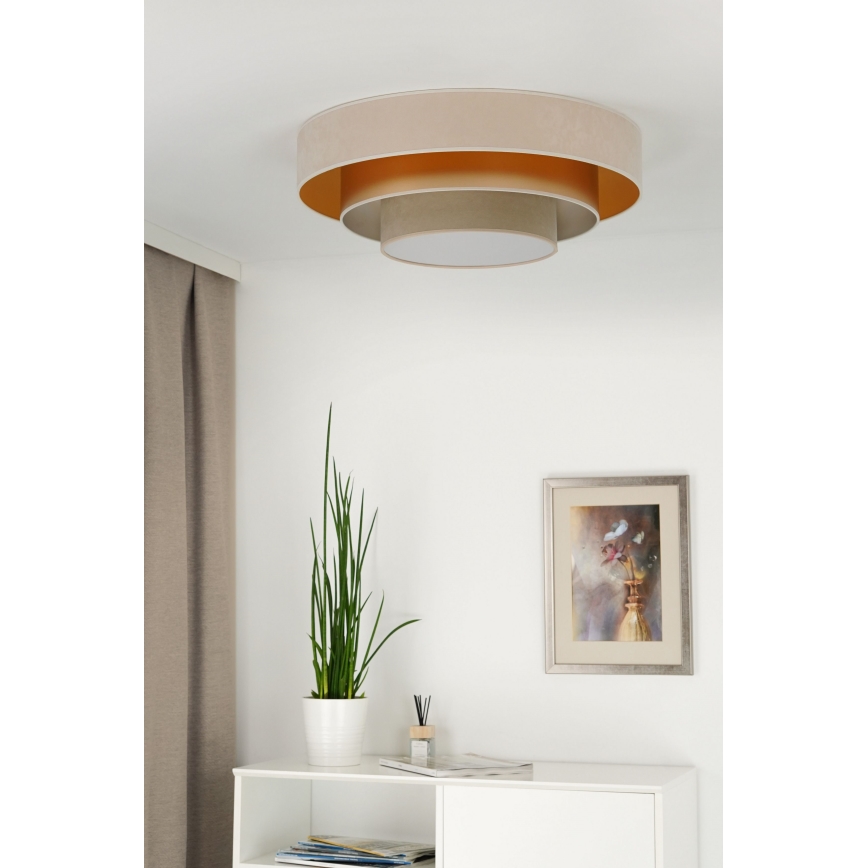 Duolla - Plafonnier LUNETA LED/26W/230V d. 60 cm 4000K crème/doré/beige