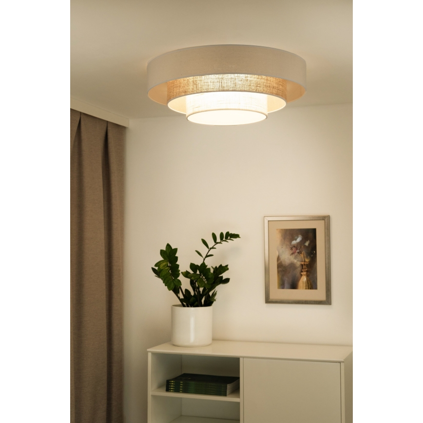 Duolla - Plafonnier LUNETA LED/26W/230V d. 60 cm 4000K crème/marron