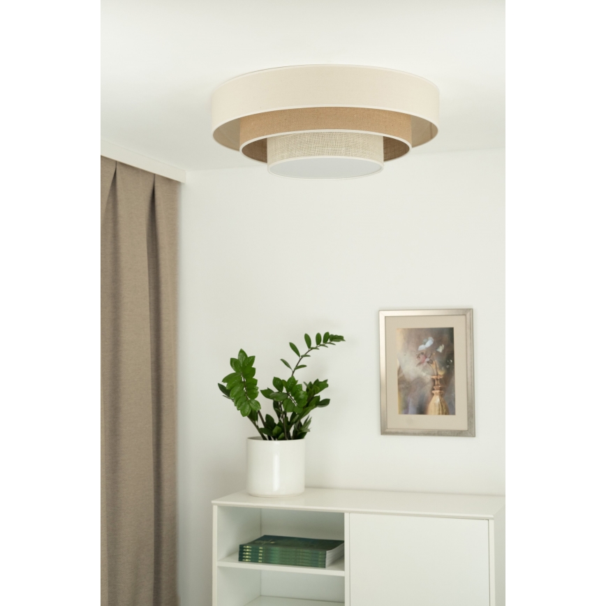 Duolla - Plafonnier LUNETA LED/26W/230V d. 60 cm 4000K crème/marron