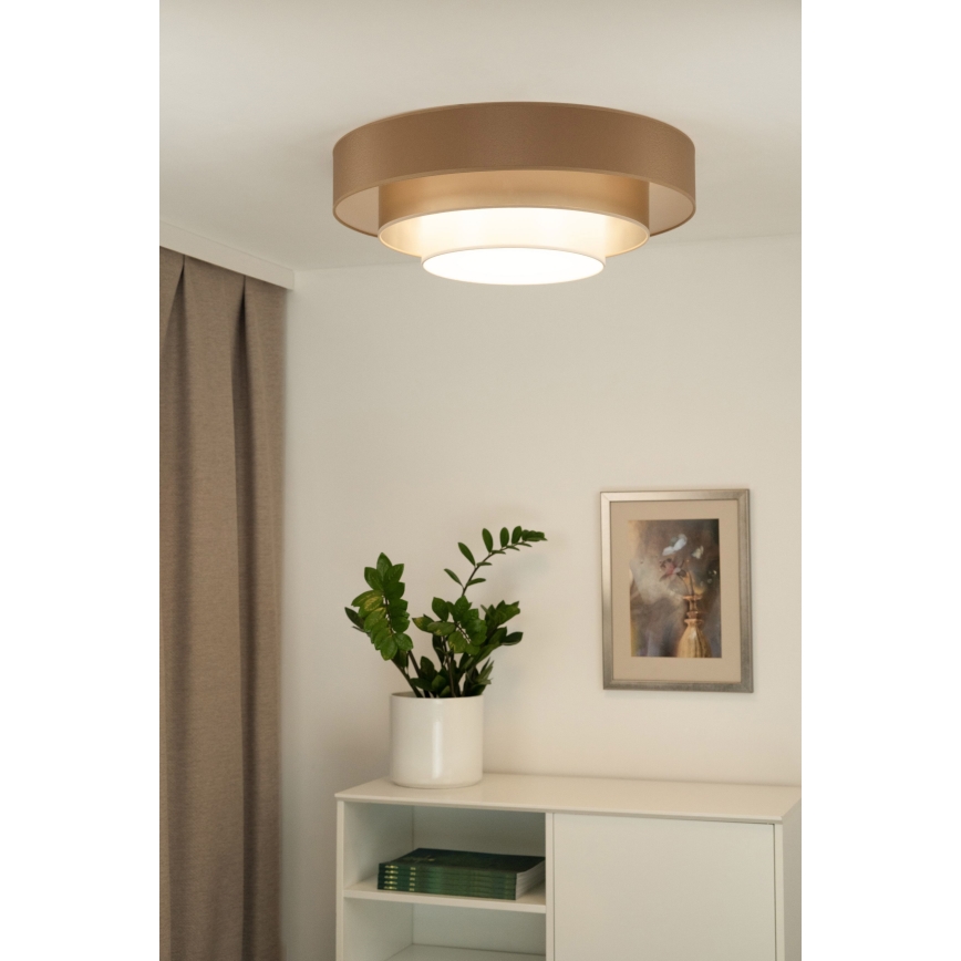 Duolla - Plafonnier LUNETA LED/26W/230V d. 60 cm 4000K marron/doré/blanc