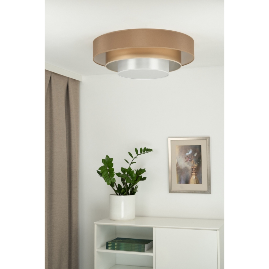 Duolla - Plafonnier LUNETA LED/26W/230V d. 60 cm 4000K marron/doré/blanc