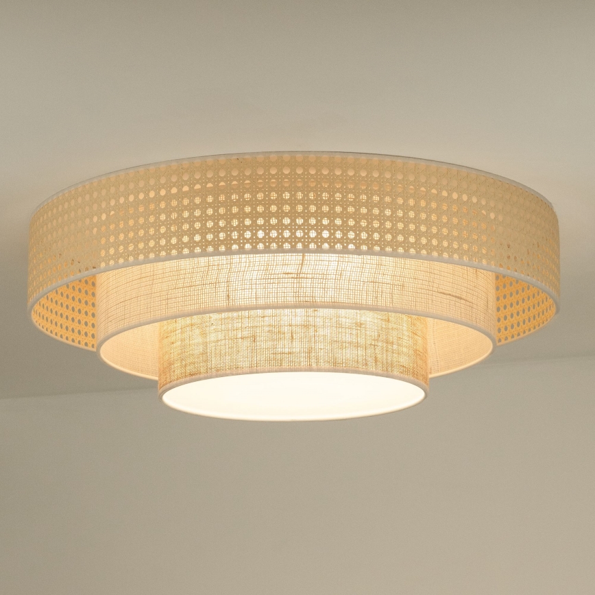 Duolla - Plafonnier LUNETA LED/26W/230V d. 60 cm 4000K rotin/beige/marron