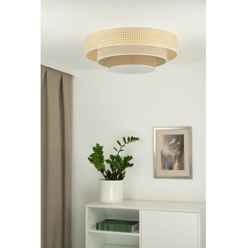 Duolla - Plafonnier LUNETA LED/26W/230V d. 60 cm 4000K rotin/beige/marron