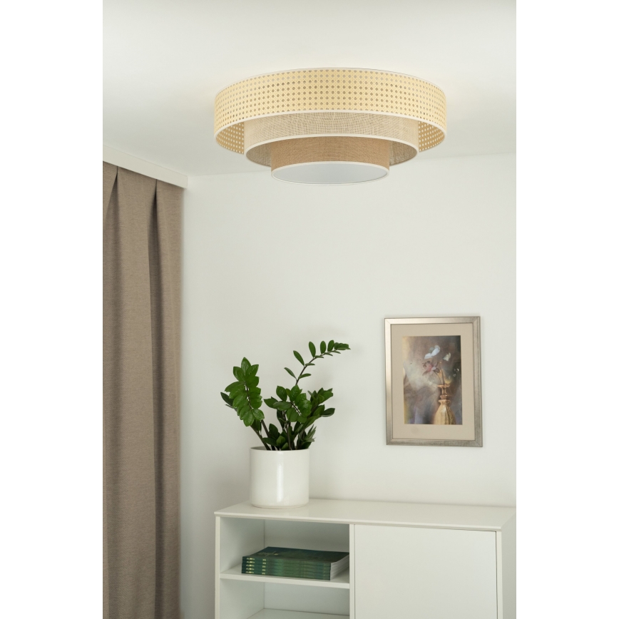 Duolla - Plafonnier LUNETA LED/26W/230V d. 60 cm 4000K rotin/beige/marron