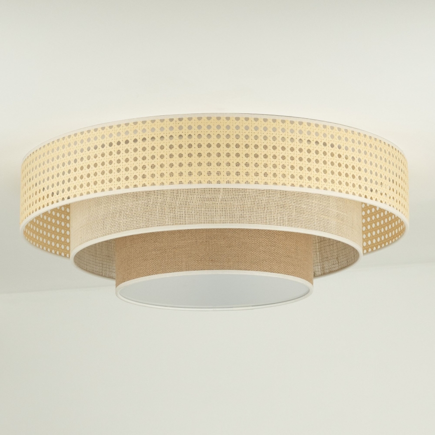 Duolla - Plafonnier LUNETA LED/26W/230V d. 60 cm 4000K rotin/beige/marron