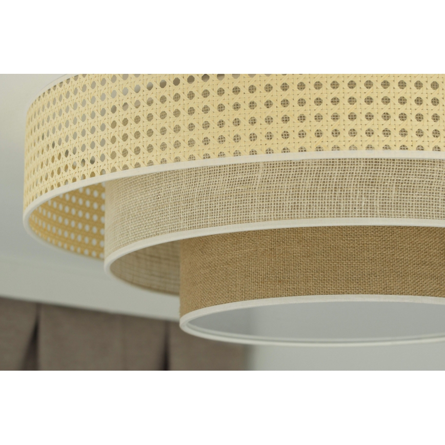 Duolla - Plafonnier LUNETA LED/26W/230V d. 60 cm 4000K rotin/beige/marron