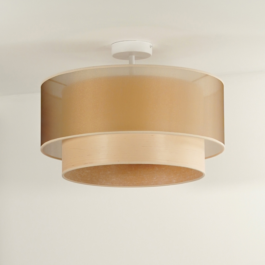 Duolla - Plafonnier WOOD BOHO 1xE27/15W/230V cuivre/beige