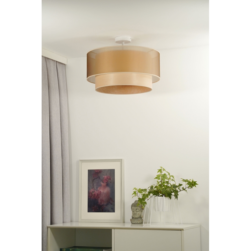 Duolla - Plafonnier WOOD BOHO 1xE27/15W/230V cuivre/beige