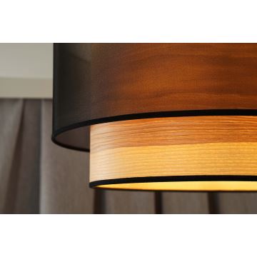 Duolla - Plafonnier WOOD BOHO 1xE27/15W/230V noir/beige