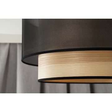 Duolla - Plafonnier WOOD BOHO 1xE27/15W/230V noir/beige