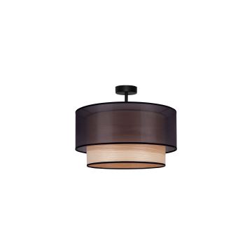 Duolla - Plafonnier WOOD BOHO 1xE27/15W/230V noir/beige