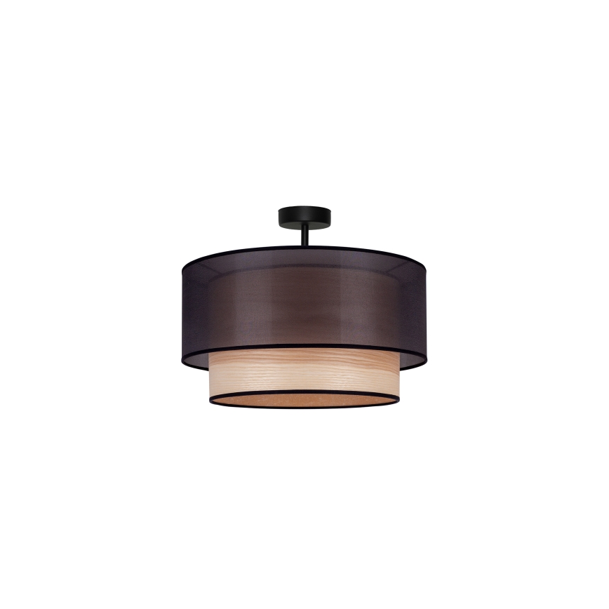 Duolla - Plafonnier WOOD BOHO 1xE27/15W/230V noir/beige