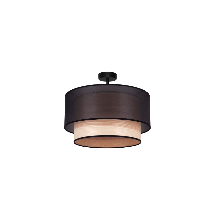 Duolla - Plafonnier WOOD BOHO 1xE27/15W/230V noir/beige