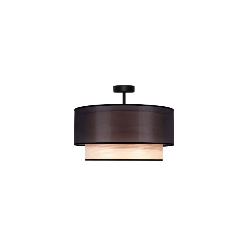 Duolla - Plafonnier WOOD BOHO 1xE27/15W/230V noir/beige