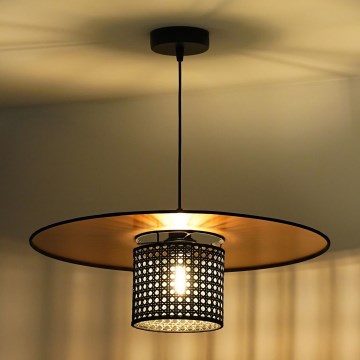 Duolla - Suspension filaire TOKYO RATTAN 1xE27/15W/230V doré/noir