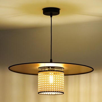 Duolla - Suspension filaire TOKYO RATTAN 1xE27/15W/230V doré/rotin