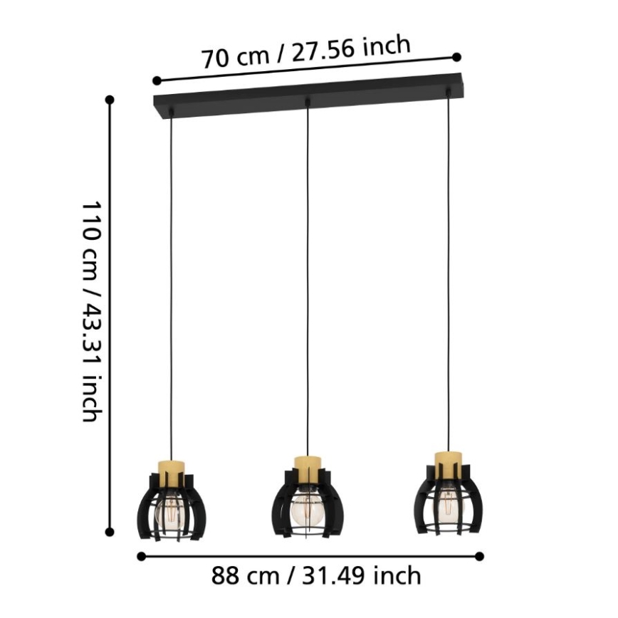 Eglo - Suspension filaire 3xE27/40W/230V