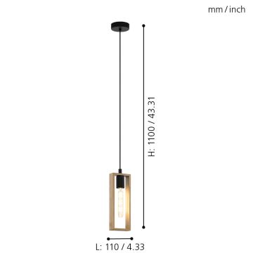 Eglo - Suspension filaire 1xE27/60W/230V - FSC certifié