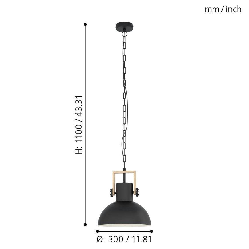 Eglo - Suspension chaîne 1xE27/28W/230V - FSC certifié