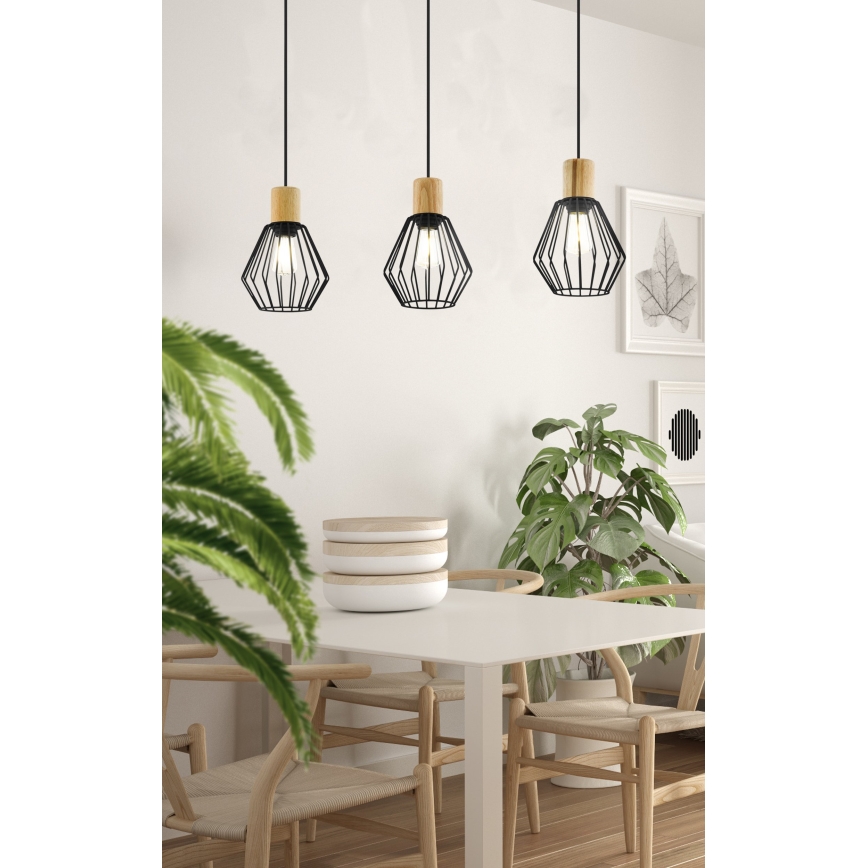 Eglo - Suspension filaire 3xE27/60W/230V - FSC certifié