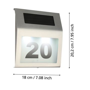 Eglo 48875 - Numéro de maison solaire LED LED/1,2W/1,2V IP44 chrome mat