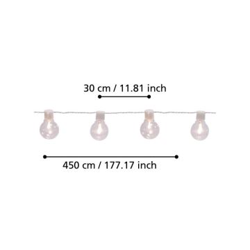 Eglo - Guirlande décorative extérieure LED 16xLED/0,064W/24V IP44 blanche