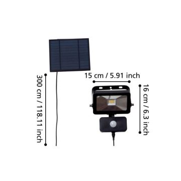 Eglo - Projecteur solaire LED avec détecteur 15xLED/0,03W/3,7V IP44