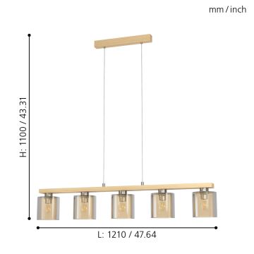 Eglo - Suspension filaire 5xE27/28W/230V - FSC certifié