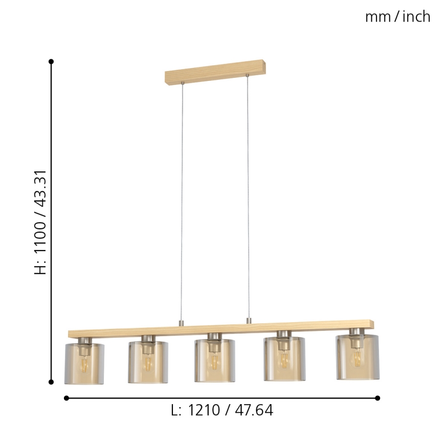 Eglo - Suspension filaire 5xE27/28W/230V - FSC certifié